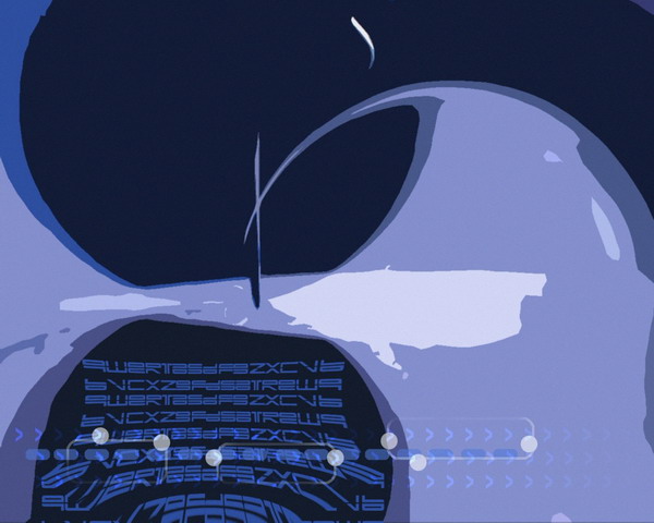 抽象概念图片-抽象图 变形英文字母 深浅蓝色 