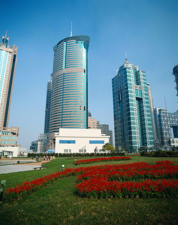 广东建筑图片-建筑图 商业 大楼 圆弧形 绿化带