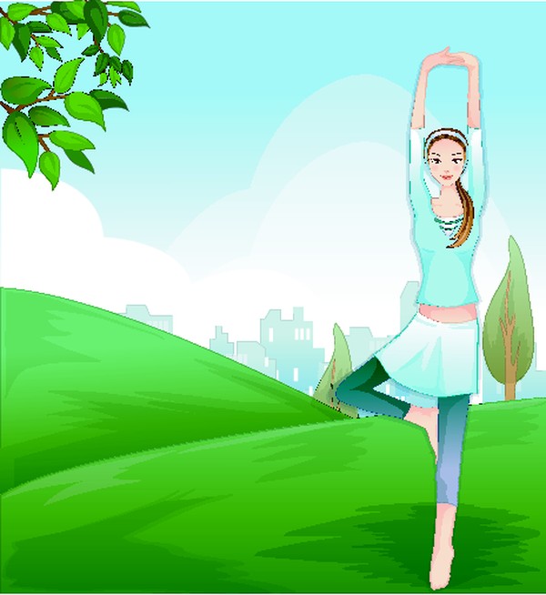 健身图片-卡通人物图 优美 舞蹈家 芭蕾 春暖花