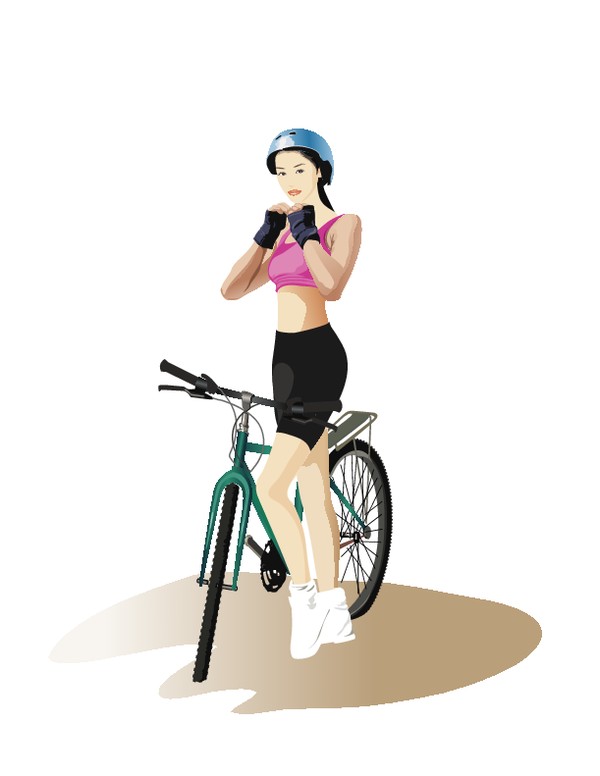 休闲运动图片-卡通人物图 活力 青春 自行车,卡