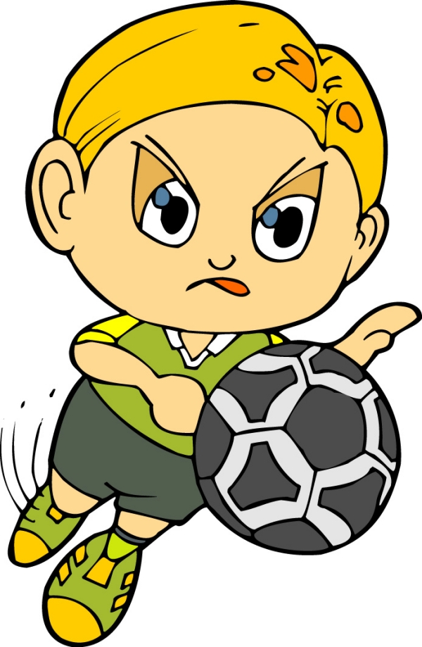 运动卡通图片-漫画卡通图 运动男孩 踢足球,卡
