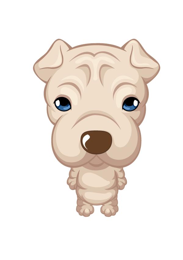 动物插图图片-动物图 小狗 站立 泪汪汪,饮食水