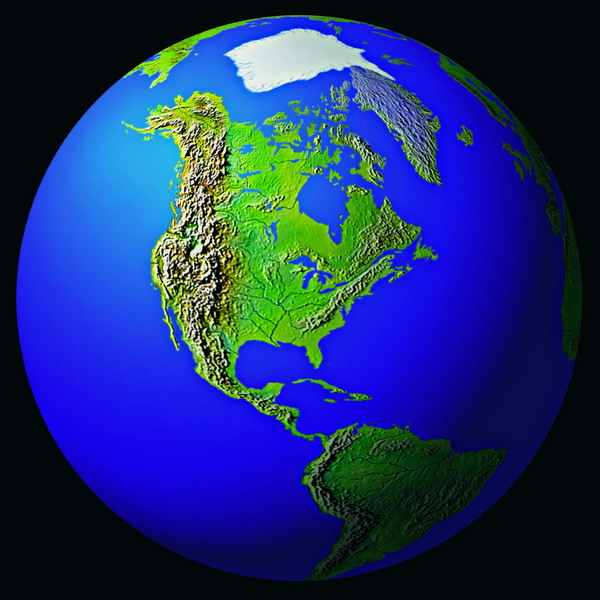 地球剖析图片-科技图 美洲特写 地势走向 美国