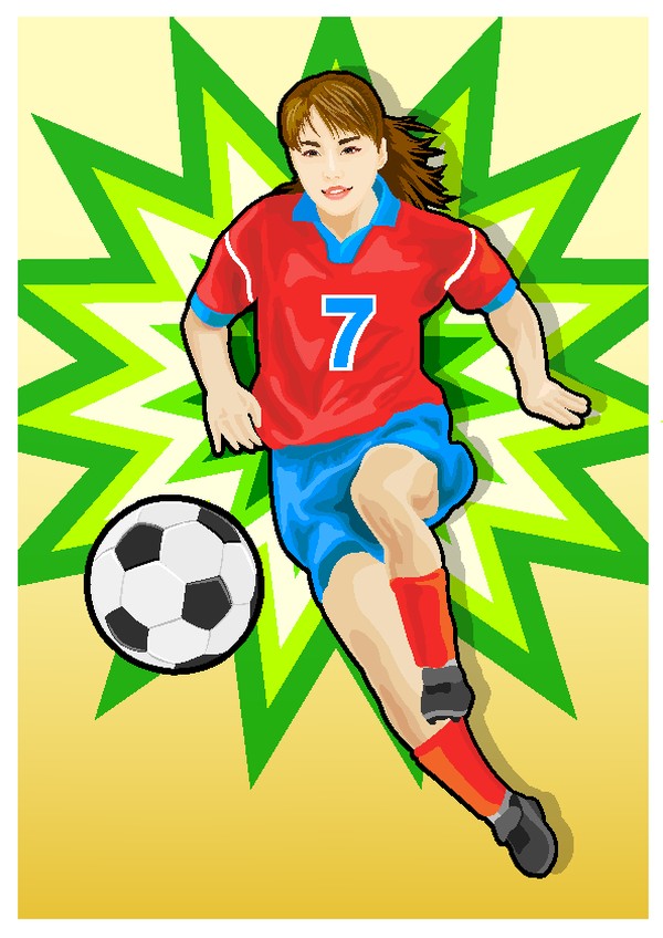 休闲运动图片-卡通人物图 足球 飞快 踢球,卡通