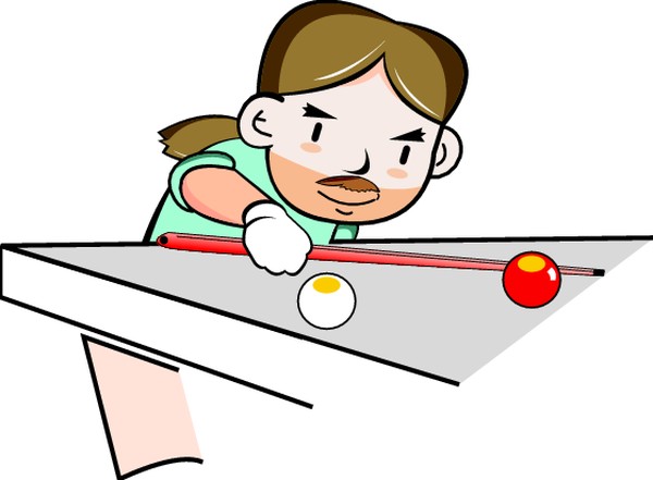 台球图片-卡通人物图 台球 桌球 测量 估计 比量