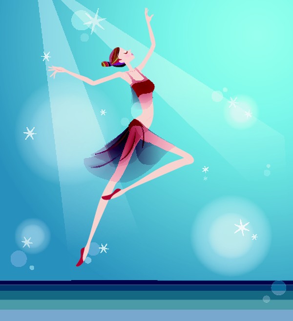芭蕾图片-卡通人物图 舞蹈 幽雅 灯光 效果 舞台