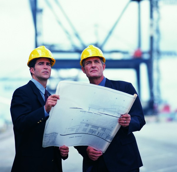 建筑图+建筑工人+工地+施工