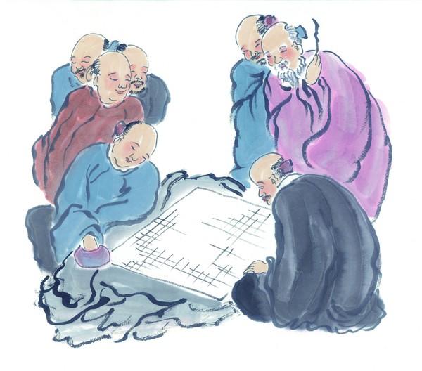 人物-综合图片-中国国画图 古人 下棋 棋盘,