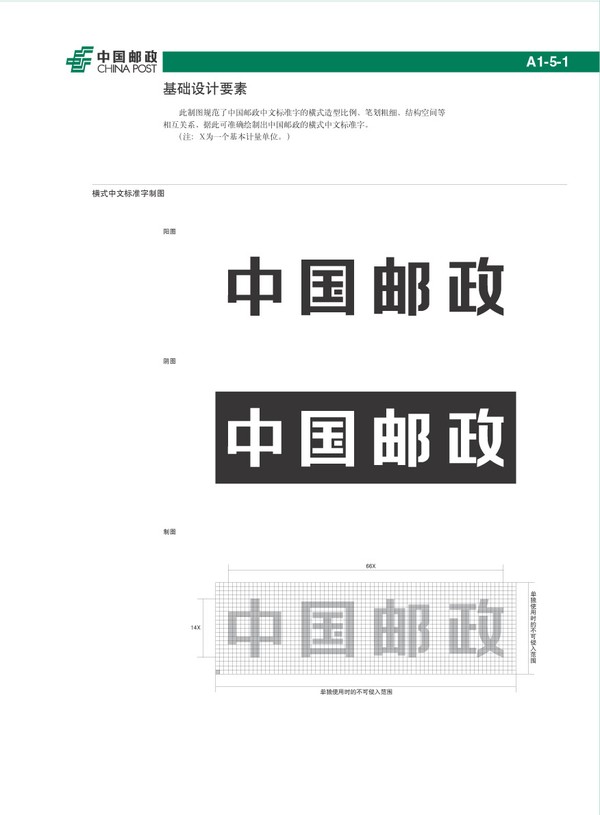 横式中文标准字制图 中国邮政 矢量图 教材,中国