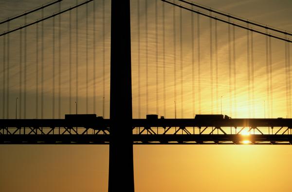 斜拉桥 交通 夕阳 物流-工业-工业，物流