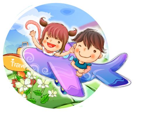 小孩图片-时尚矢量插画图 开飞机 少年 梦想,时