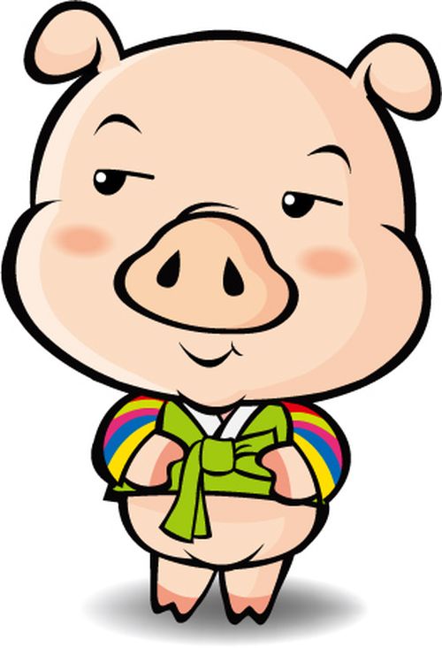 猪图片-时尚矢量插画图猪年大猪头大鼻子,时尚矢量插画,猪