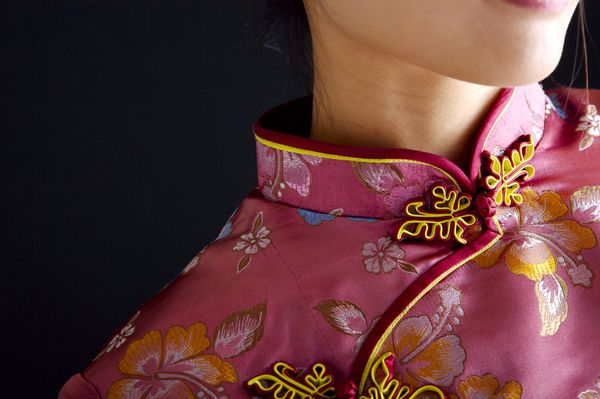 中国风图片-民族文化图 服装 颈部 扣子 精致 花
