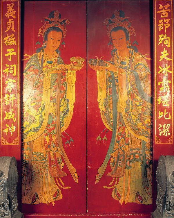 典藏文化图片-民族文化图 对联 大门 门神 府第