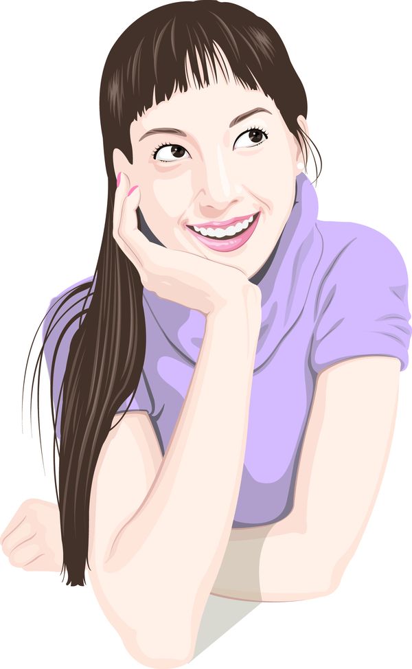 人物休闲图片-标题插画图 人物 思考 微笑,标题