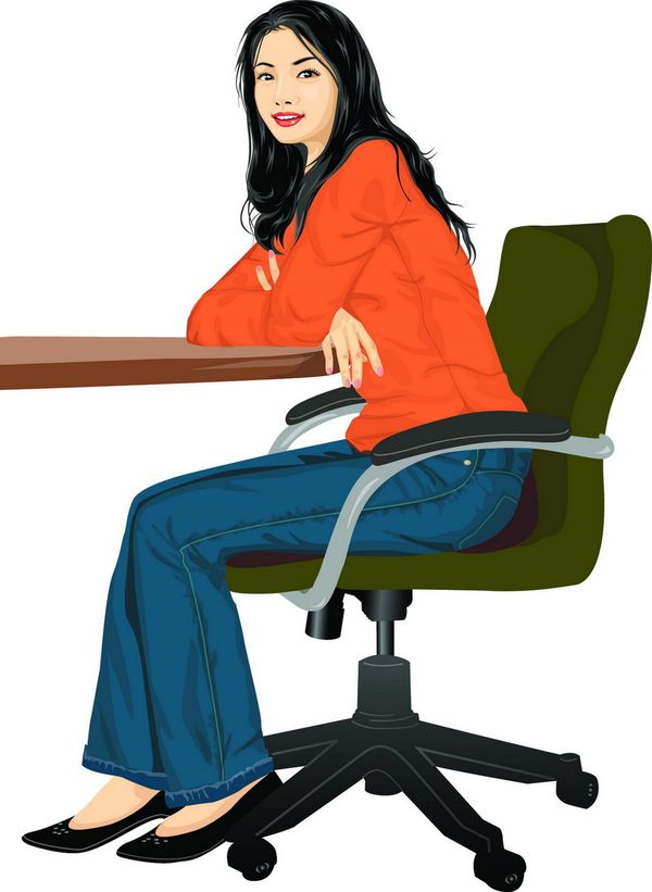 插画图+坐椅子上