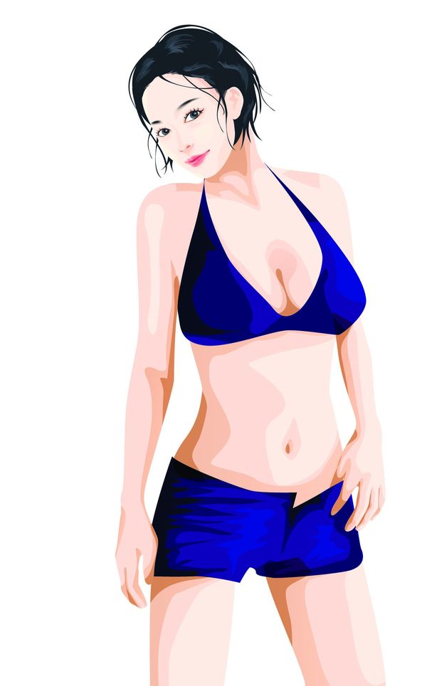 上班族情趣图片-标题插画图 低<em>胸罩</em> <em>短裤</em> 蓝色