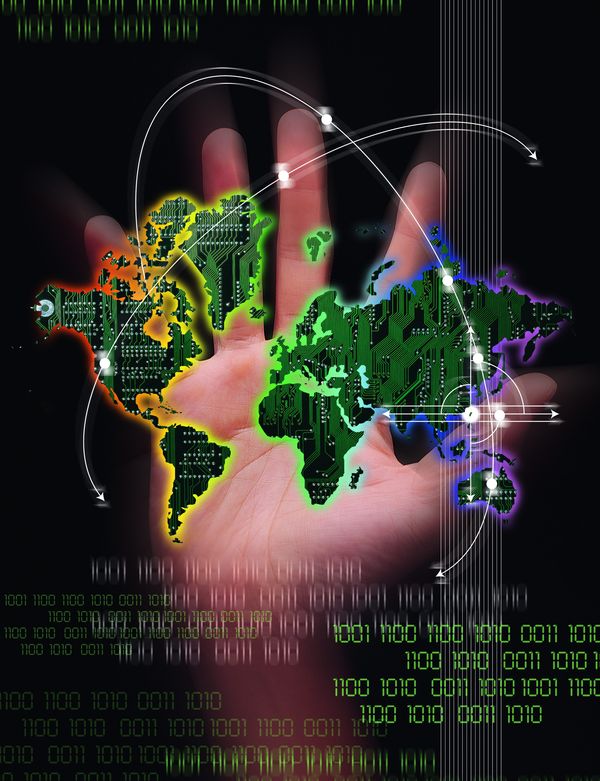 网际网络图片-科技图 手掌 地图 网络,科技,网际